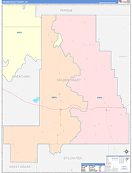 Golden ValleyCounty, MT Wall Map Color Cast Style 2026